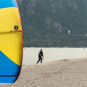 Launching A Kite by the beach in Squamish